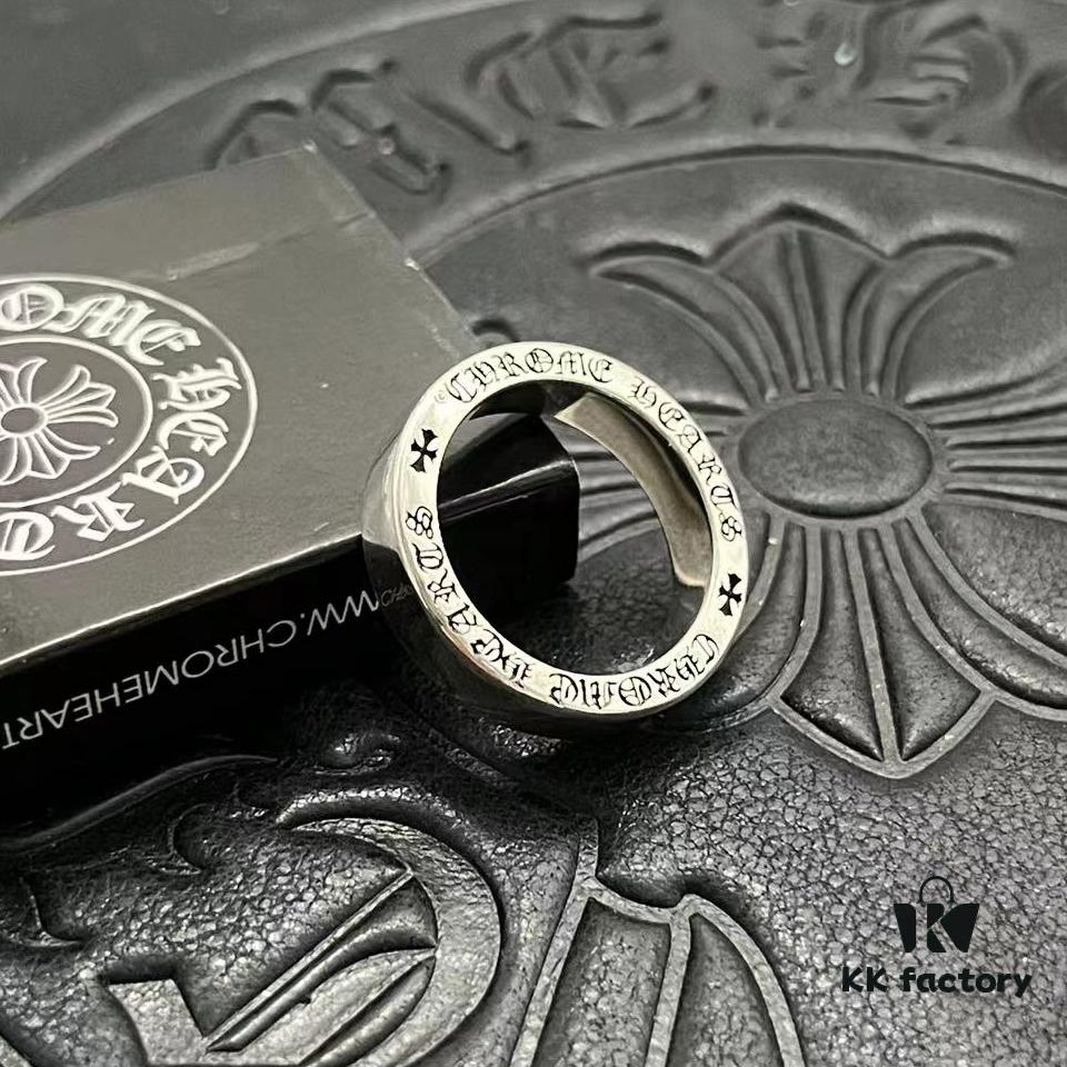 CHROME HEARTS High-Quality Cropped Heart Ring 6mm Plain Band