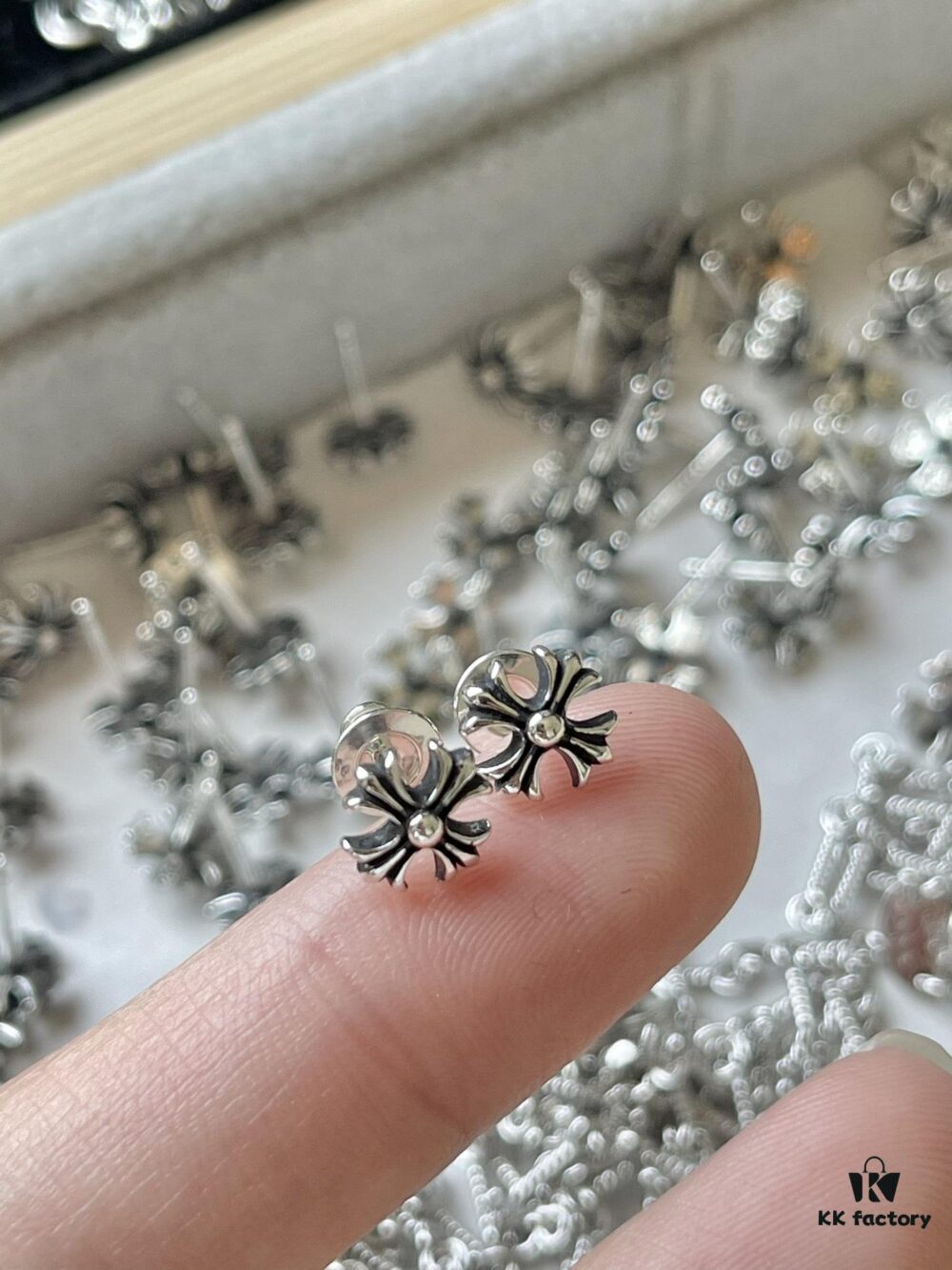 69300a5712f62673a6fab9b9 Chrome Hearts Cross Flower Stud Earrings