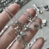 69300a6812f62673a6fab9cf Chrome Hearts Sterling Silver Double Cross Necklace