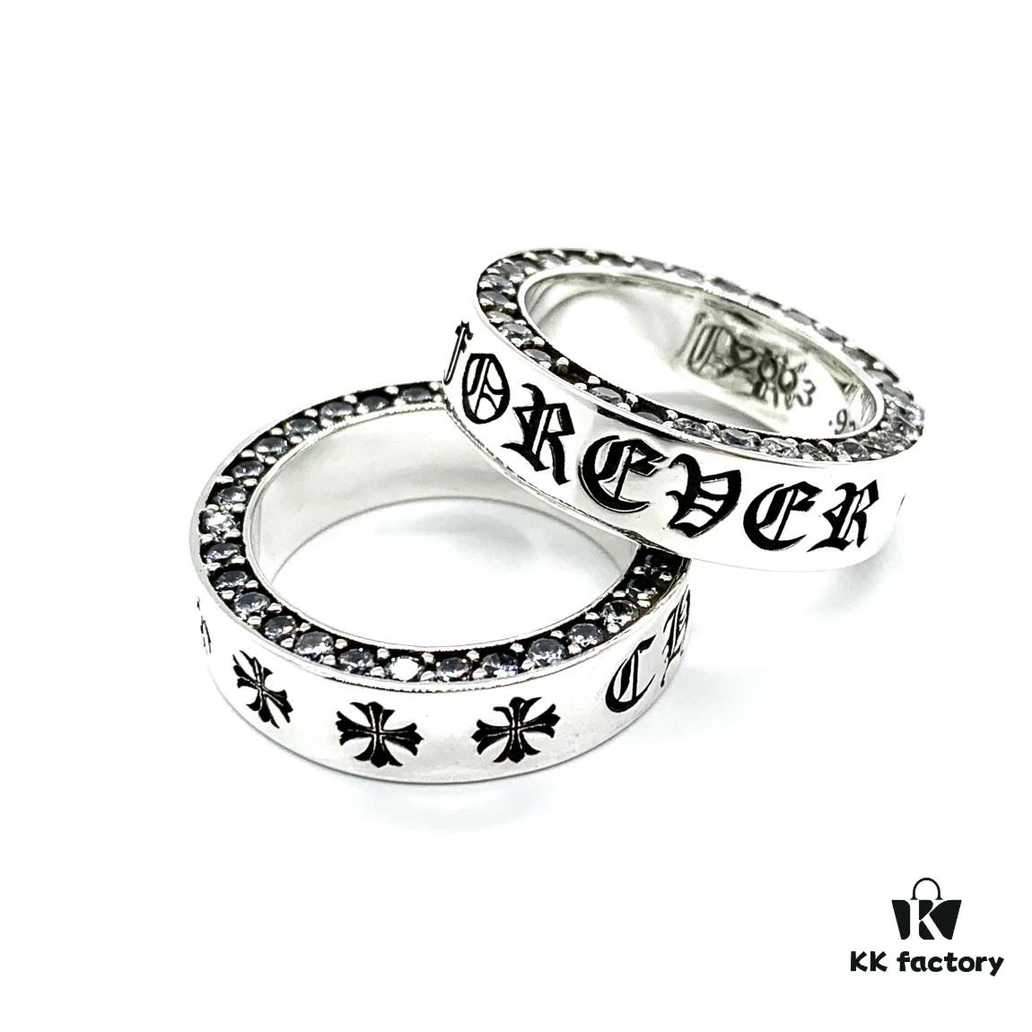 69300a6a12f62673a6fab9d2 Chrome Hearts Sterling Silver Classic Forever Ring with Stone Inlay