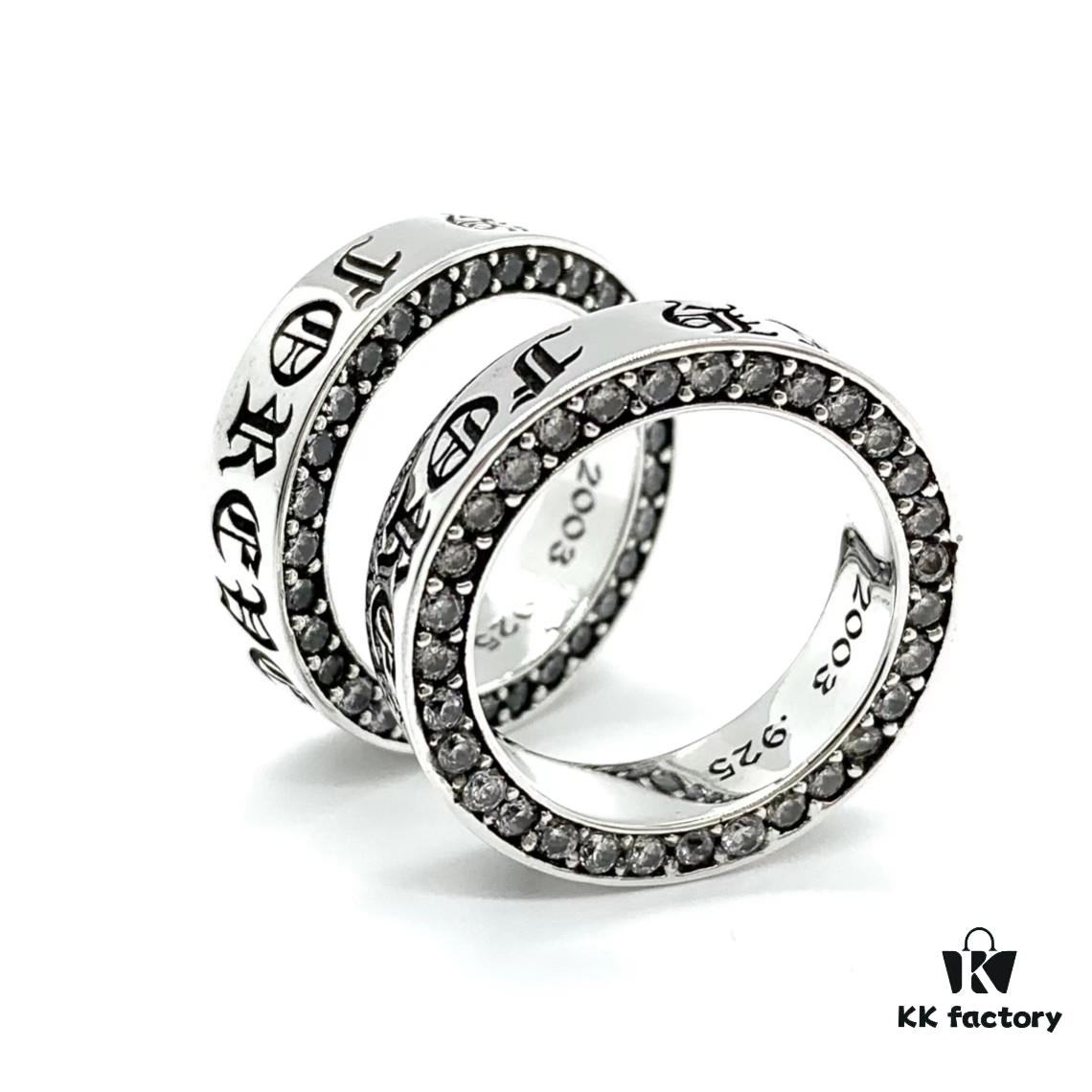 69300a6a12f62673a6fab9d3 Chrome Hearts Sterling Silver Classic Forever Ring with Stone Inlay