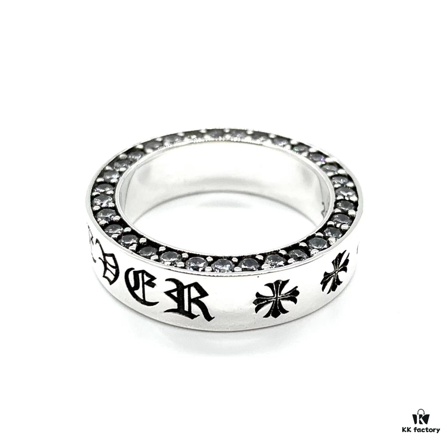 69300a6b12f62673a6fab9d5 Chrome Hearts Sterling Silver Classic Forever Ring with Stone Inlay