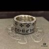 69300a6c12f62673a6fab9d6 Chrome Hearts Sterling Silver Classic Forever Ring with Stone Inlay