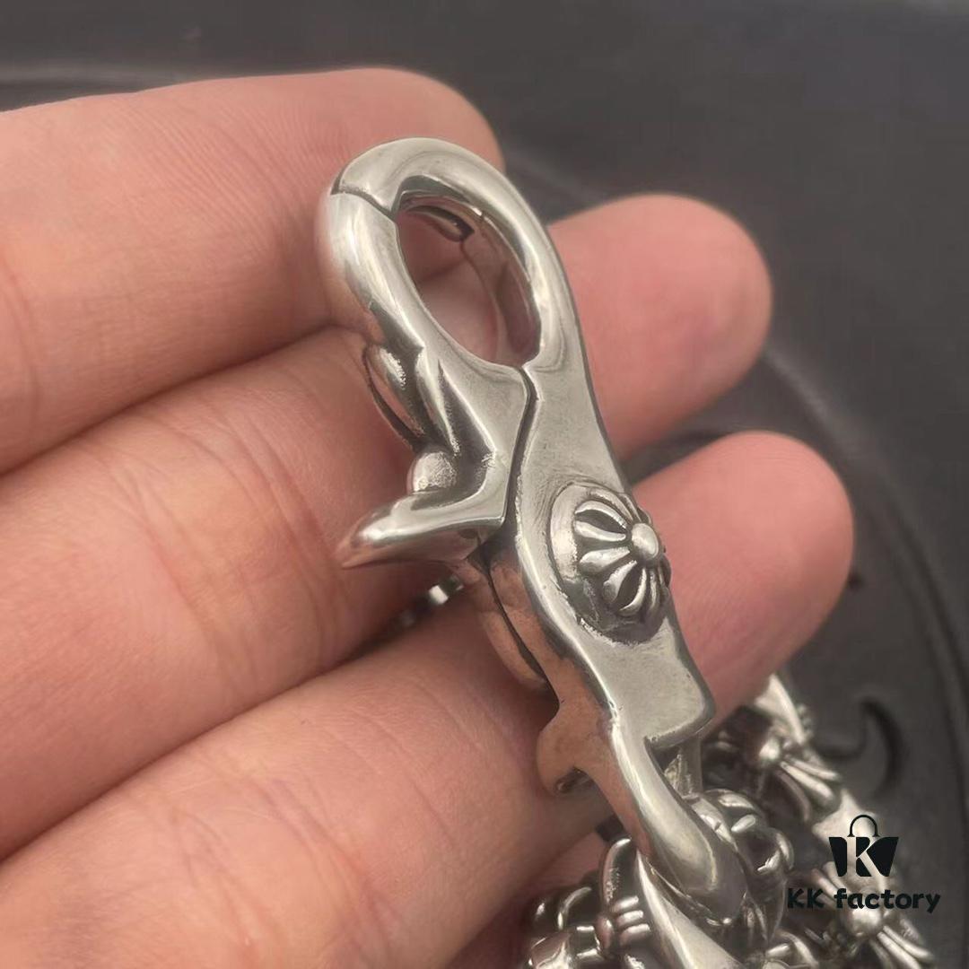 69300a9c12f62673a6faba36 Chrome Hearts Lobster Clasp Large Bracelet, Accurate Pattern and Details, Difficult to Produce, Inner Cross Design Features a Ring of Engraved Text
