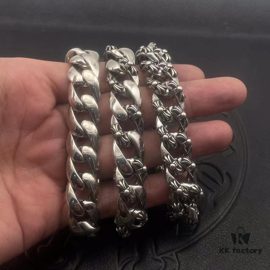 69300a9e12f62673a6faba3b Chrome Hearts Lobster Clasp Large Bracelet, Accurate Pattern and Details, Difficult to Produce, Inner Cross Design Features a Ring of Engraved Text