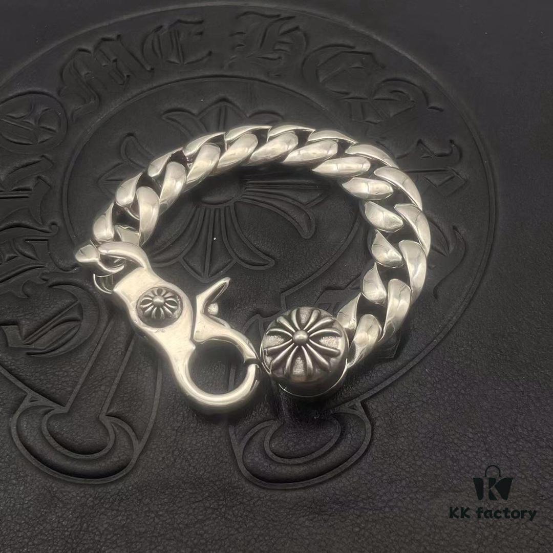 69300a9e12f62673a6faba3c Chrome Hearts Lobster Clasp Large Bracelet, Accurate Pattern and Details, Difficult to Produce, Inner Cross Design Features a Ring of Engraved Text