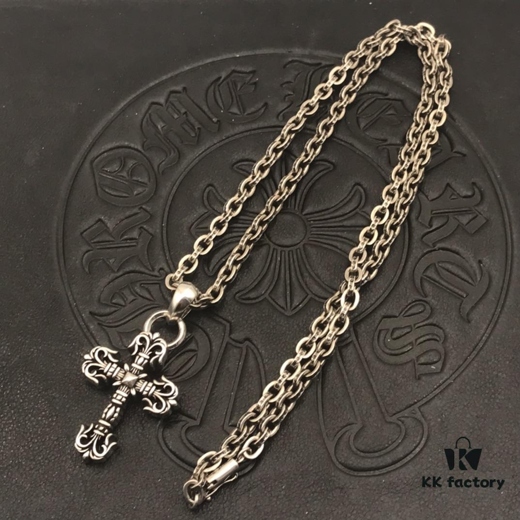 69300aa212f62673a6faba44 High-Version Cross Medium Double Flame Fire Cross Pendant, Precise Engraving with Letter Chain, 50-70cm Adjustable