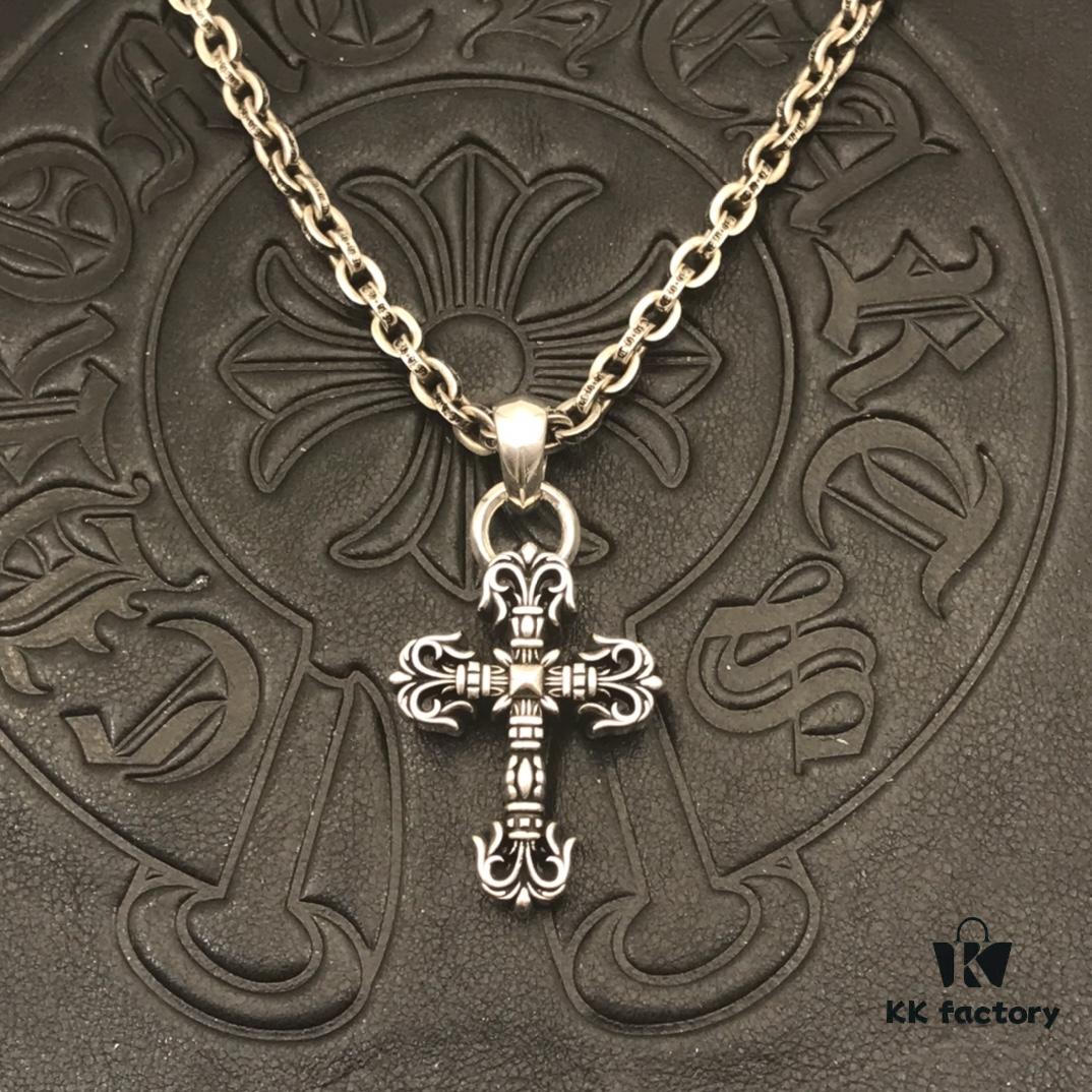 69300aa212f62673a6faba45 High-Version Cross Medium Double Flame Fire Cross Pendant, Precise Engraving with Letter Chain, 50-70cm Adjustable