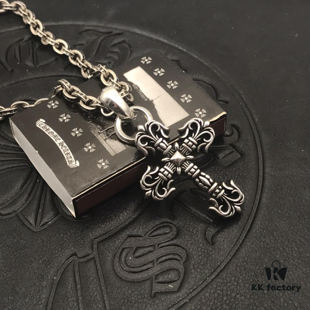 69300aa212f62673a6faba46 High-Version Cross Medium Double Flame Fire Cross Pendant, Precise Engraving with Letter Chain, 50-70cm Adjustable