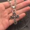 69300aa512f62673a6faba4a High-Version Cross Medium Double Flame Fire Cross Pendant, Precise Engraving with Letter Chain, 50-70cm Adjustable