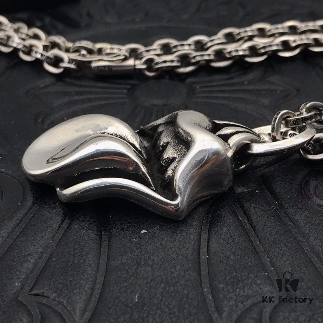 69300aab12f62673a6faba59 High-End Chrome Hearts Oversized Rolling Stones Tongue Pendant Necklace with Letter Chain, 50-70cm Adjustable Length