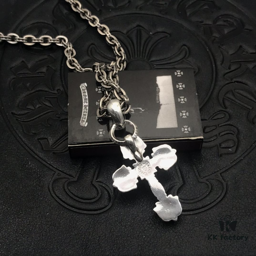 69300aab12f62673a6faba5a High-Version Cross Medium Double Flame Fire Cross Pendant, Precise Engraving with Letter Chain, 50-70cm Adjustable