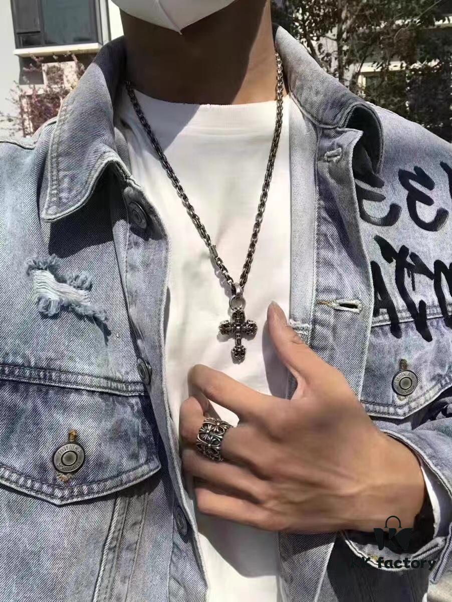 69300aac12f62673a6faba5b High-Version Cross Medium Double Flame Fire Cross Pendant, Precise Engraving with Letter Chain, 50-70cm Adjustable