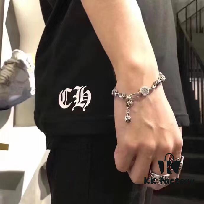 High-Version Chrome Hearts Cross Bead Bracelet, Original Horseshoe Clasp, Precise Details, Clear Engraving, Size 17 to 23 Available