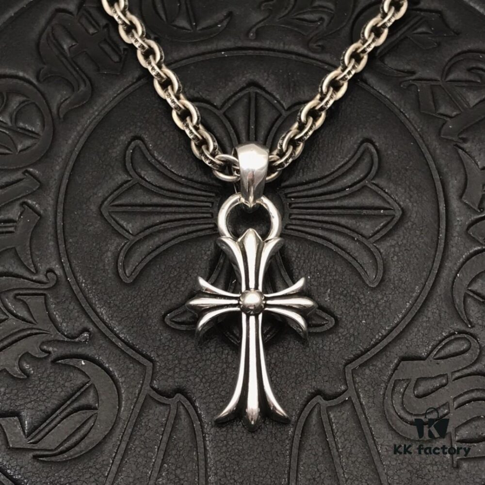 69300aaf12f62673a6faba64 High-Version Chrome Hearts Classic Medium Waterdrop Double Ring Cross Pendant Necklace with Letter Chain, 50-70cm Adjustable Length