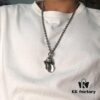 69300ab112f62673a6faba67 High-End Chrome Hearts Oversized Rolling Stones Tongue Pendant Necklace with Letter Chain, 50-70cm Adjustable Length