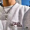 High-Version Chrome Hearts Classic Medium Waterdrop Double Ring Cross Pendant Necklace with Letter Chain, 50-70cm Adjustable Length