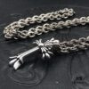 69300ab312f62673a6faba6c High-Grade Replica Chrome Hearts Classic Medium Double Layer Cross Pendant Necklace with Letter Chain, 50-70cm Adjustable Length