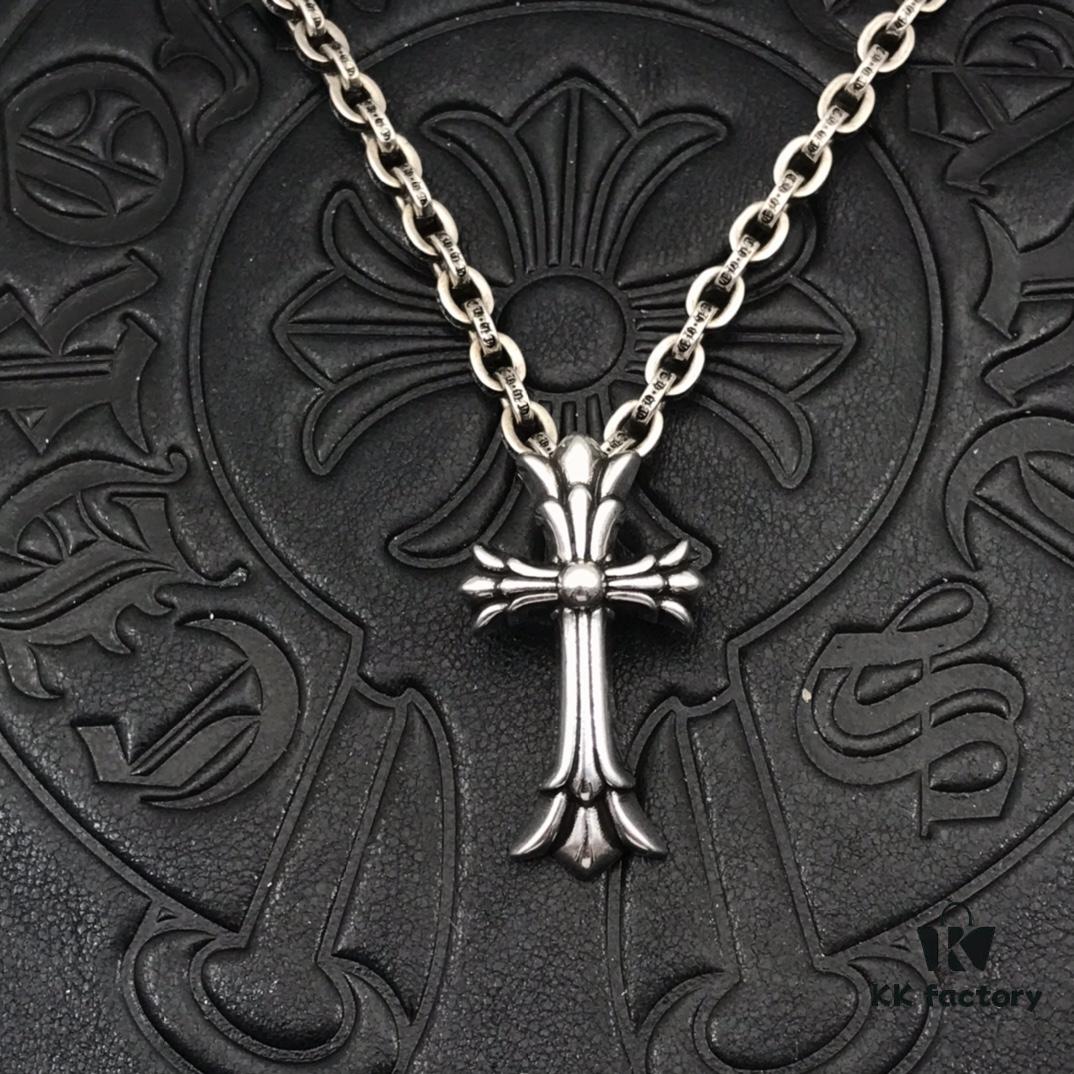 69300ab412f62673a6faba6e High-Grade Replica Chrome Hearts Classic Medium Double Layer Cross Pendant Necklace with Letter Chain, 50-70cm Adjustable Length