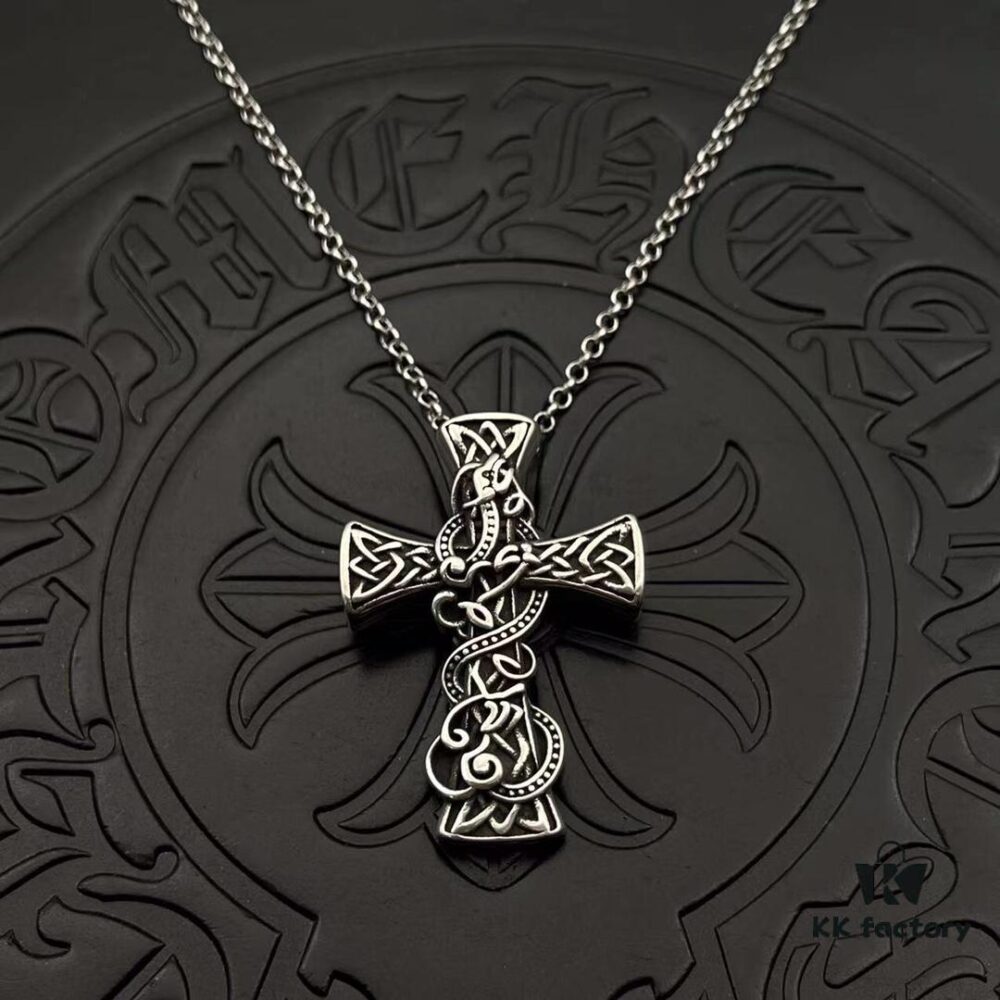 69300ab912f62673a6faba78 High Version Chrome Hearts Rare Celtic Dragon Pendant with Beaded Chain or Fine O-Link