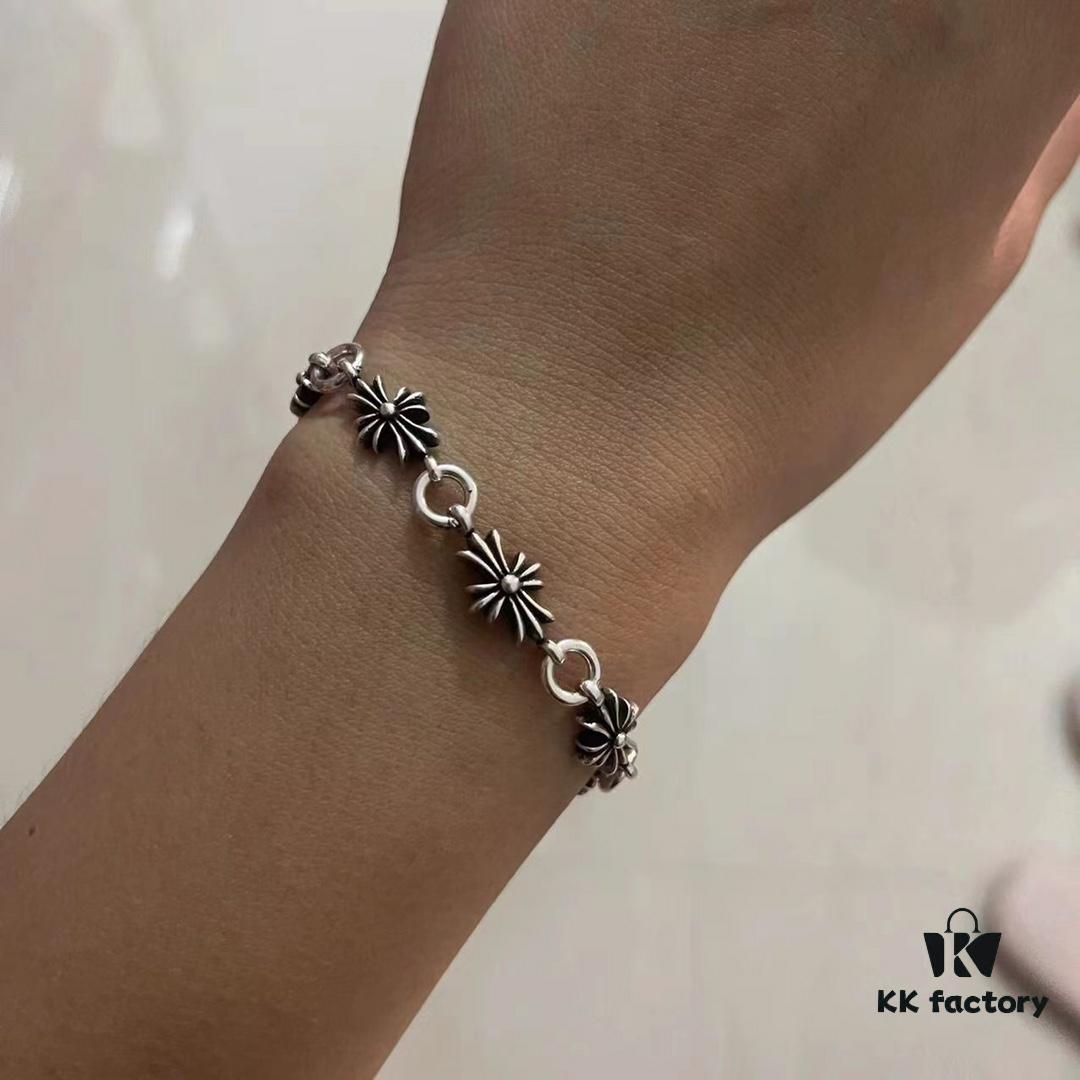 High-Version Cross Heart Long Carnation Bracelet, Original Horse Hoof Clasp, Precise Details, Clear Engraving, Adjustable Size 17 to 23 cm