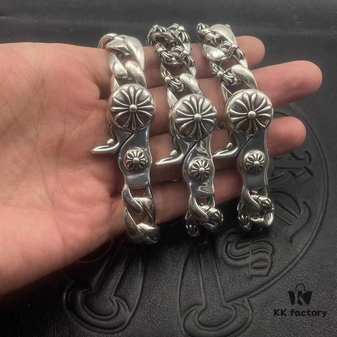 69300aba12f62673a6faba7c Chrome Hearts Lobster Clasp Large Bracelet, Accurate Pattern and Details, Difficult to Produce, Inner Cross Design Features a Ring of Engraved Text