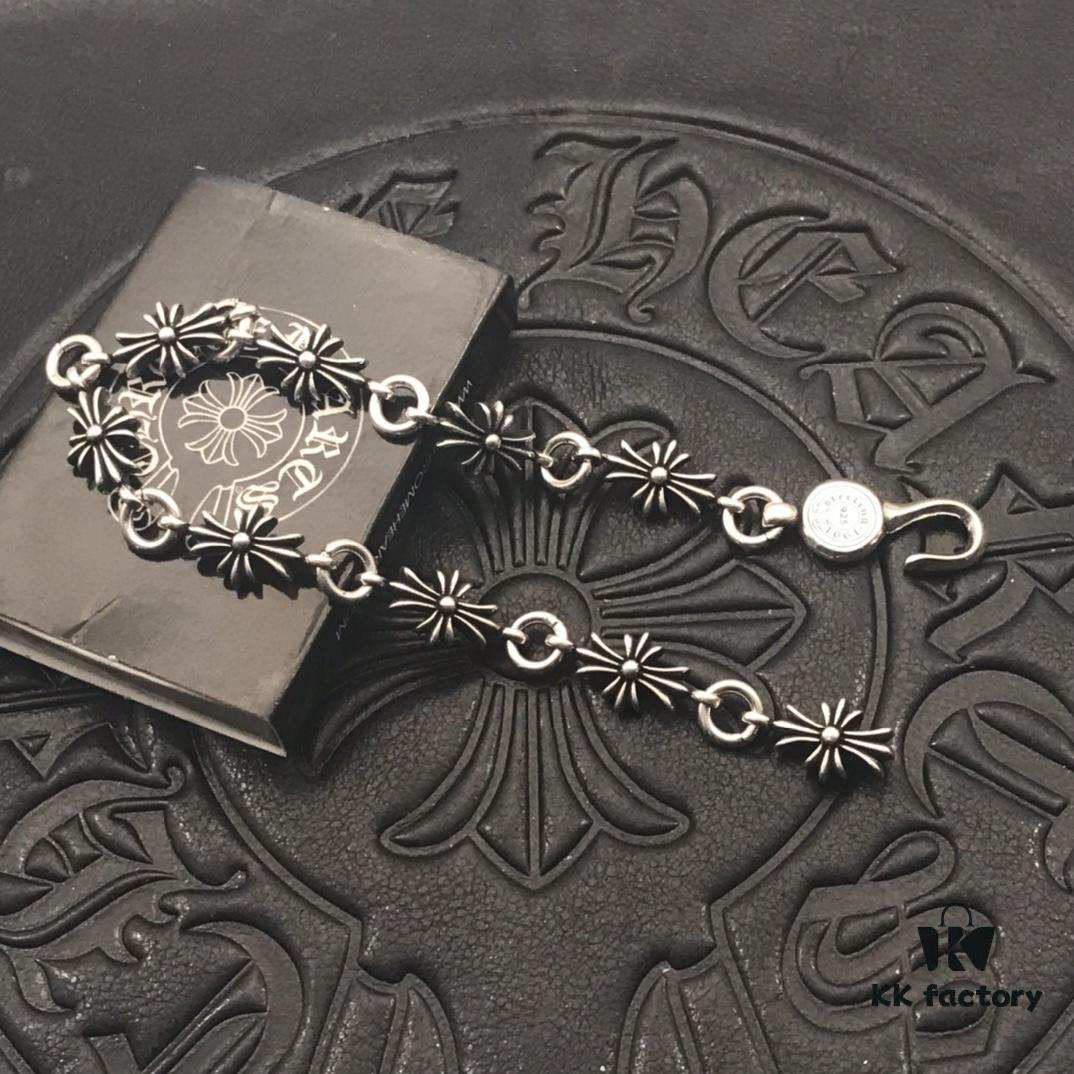 High-Version Cross Heart Long Carnation Bracelet, Original Horse Hoof Clasp, Precise Details, Clear Engraving, Adjustable Size 17 to 23 cm