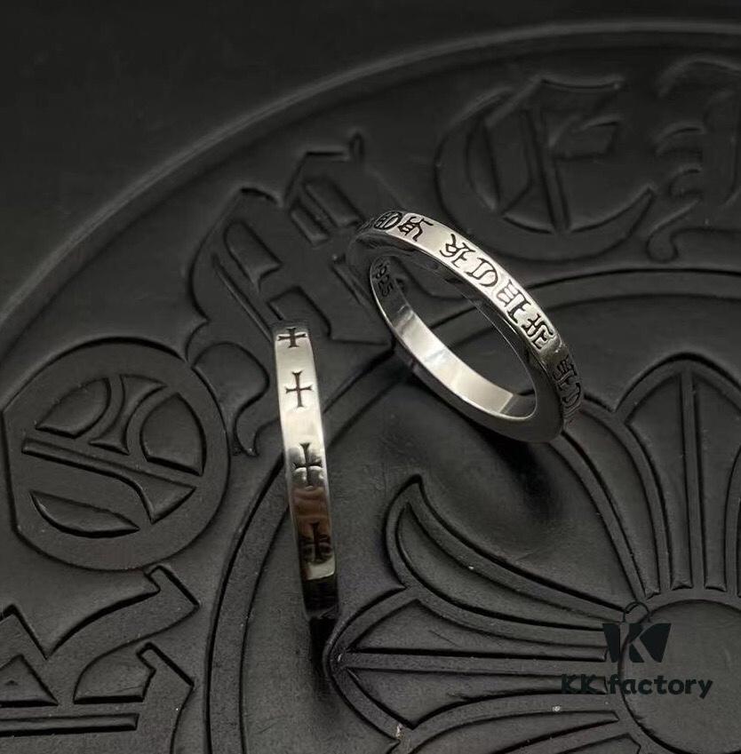 High-Version Chrome Hearts 3mm FUCK YOU, ZP Consistent Handwritten Script, Clear Engraving Details, Unisex Wearable, Available in US Sizes 5 to 11