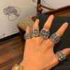 High Version Crocodile Heart Oversized Guardian Ring with Original Handwritten Engraving, Size 7-11
