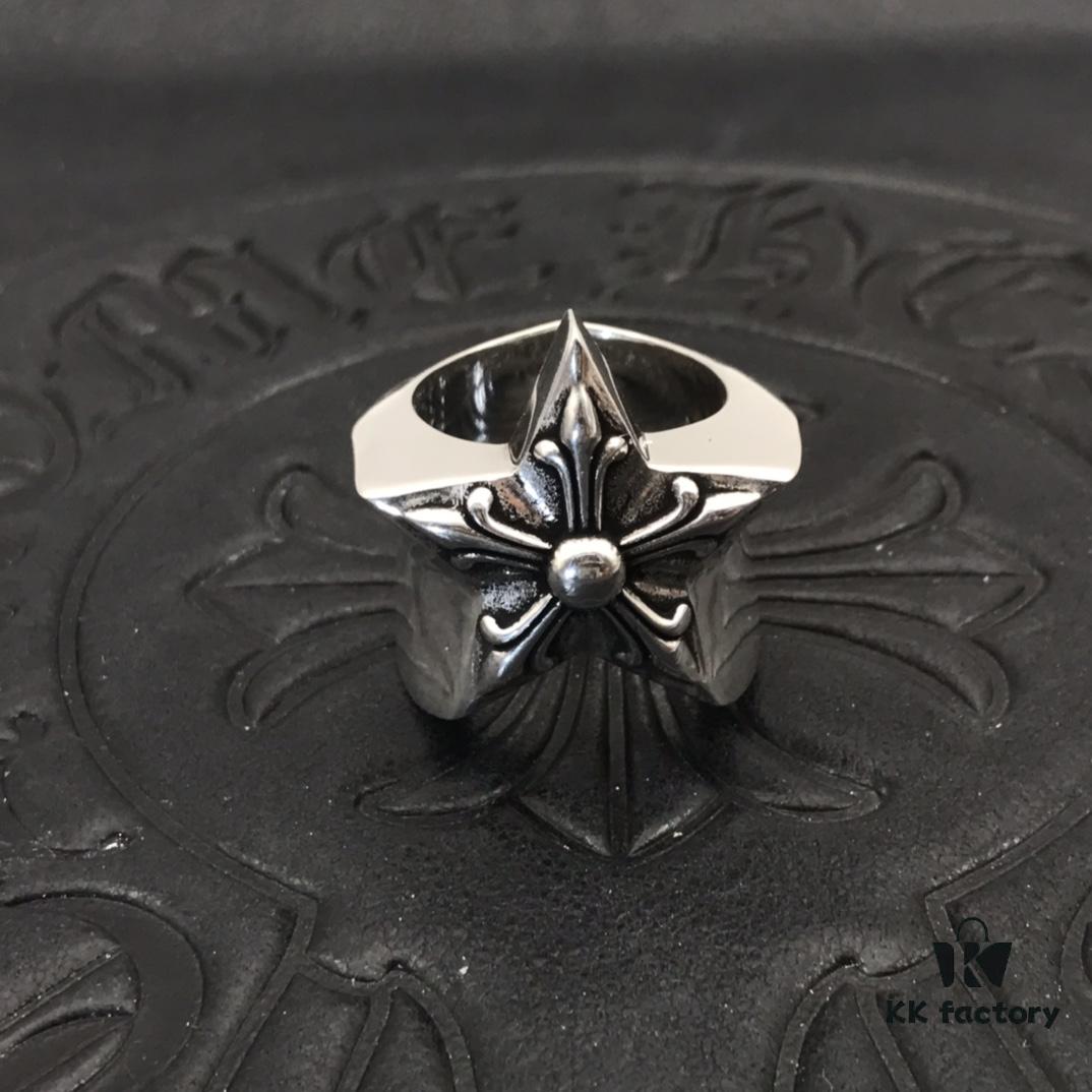 69300ac812f62673a6faba9f High-Grade Chrome Hearts Large Five-Point Star Ring, Precise Engraving, US Size 7 to 11 Available