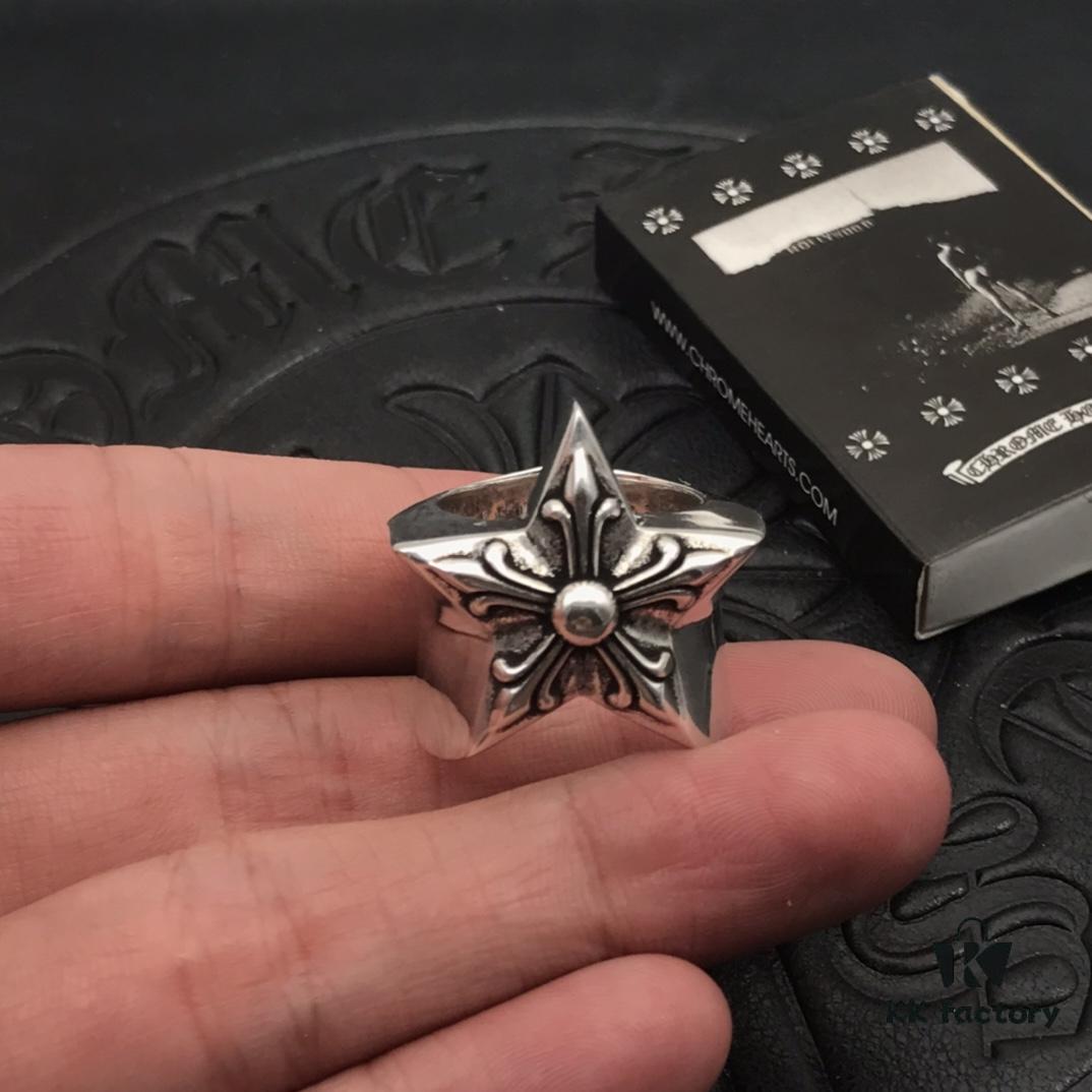 69300ac912f62673a6fabaa3 High-Grade Chrome Hearts Large Five-Point Star Ring, Precise Engraving, US Size 7 to 11 Available