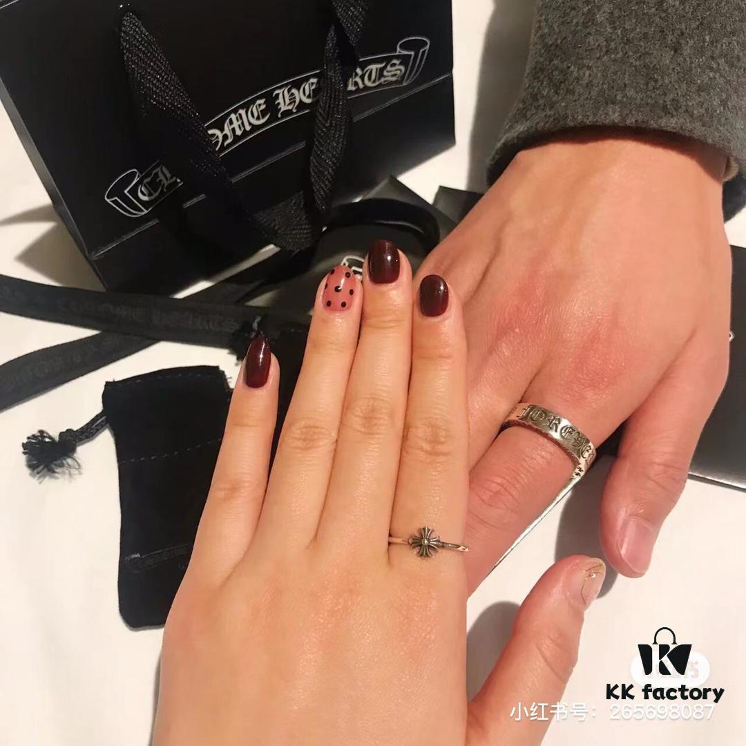High-Version Chrome Hearts Cross Flower Small Ring, Clear Engraving, Unisex Design, Available in US Sizes 5 to 9