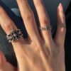High-End Croxx Iris Wave Rib Bone Ring, Interior Engraved with Authentic Handwritten Font, Precise Detailing and Clear Engraving, Unisex Design, US Size 5 to 11 Available