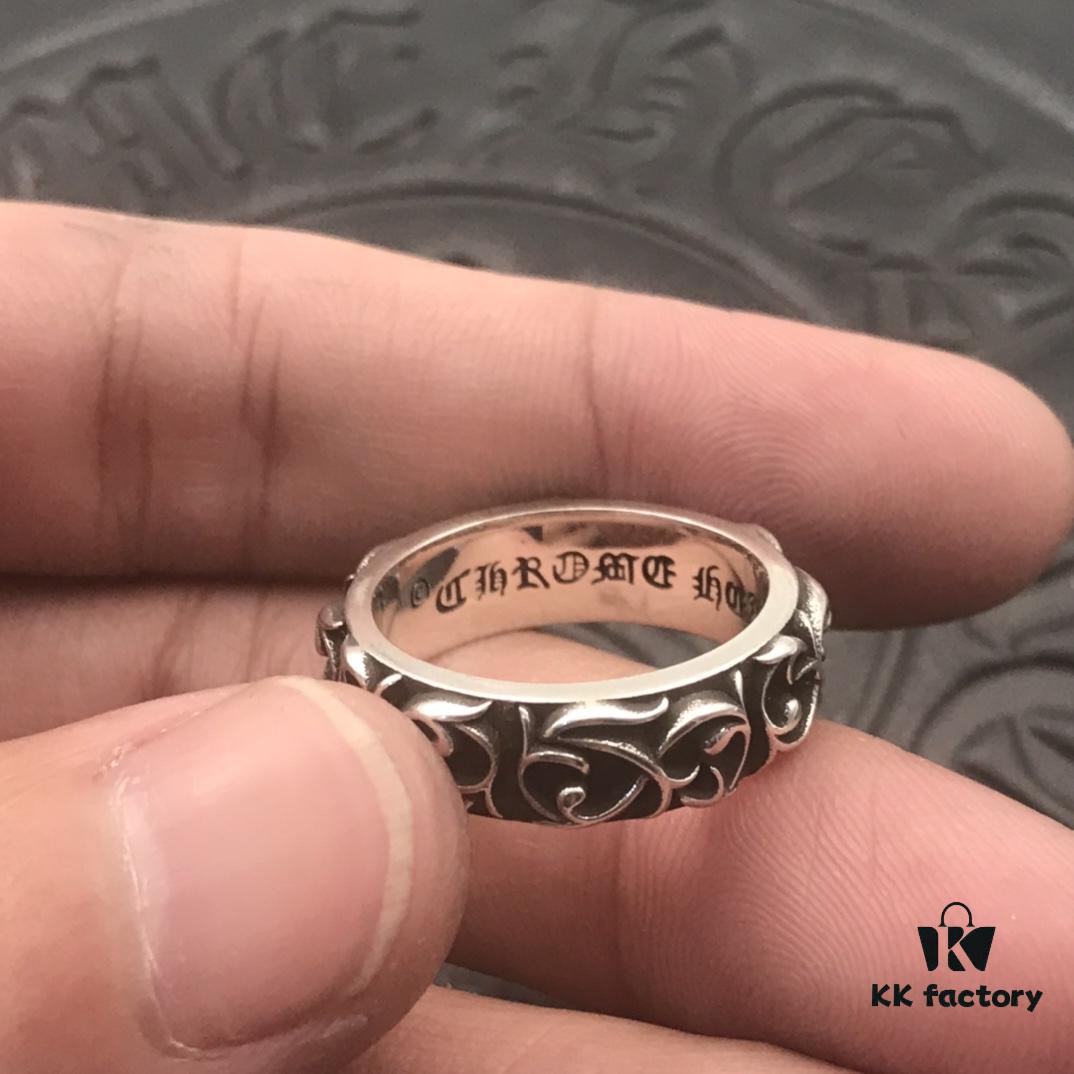 High-Grade Chrome Hearts Eternal Vine Ring, Authentic Handwritten Engraving on Inner Band, Unisex Design, US Size 5 to 11 Available