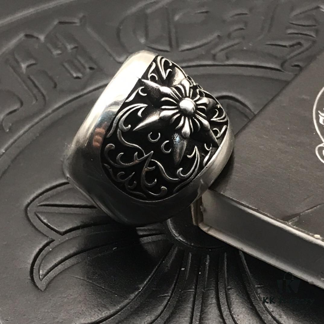 High-Version Chrome Hearts Vine and Hexagram Ring, Size 7-11