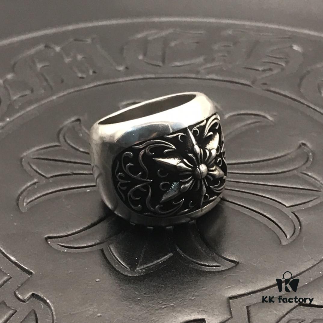 High-Version Chrome Hearts Vine and Hexagram Ring, Size 7-11