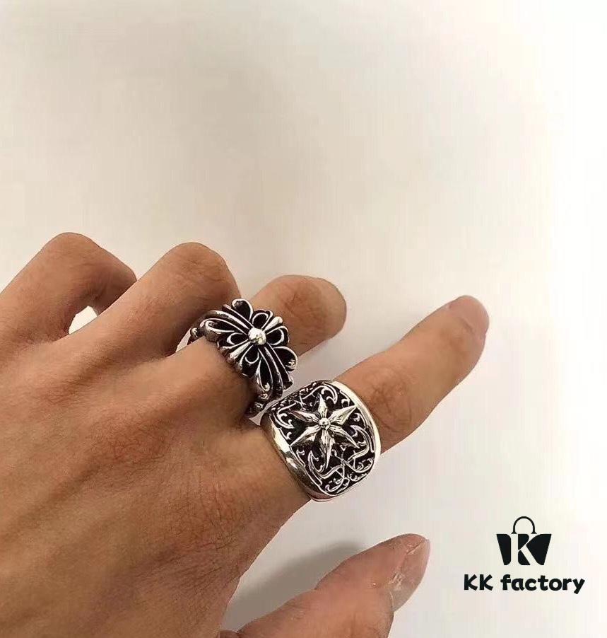 High-Version Chrome Hearts Vine and Hexagram Ring, Size 7-11