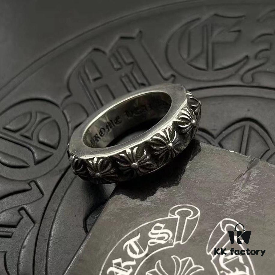 High-Version Chrome Hearts Single-Layer Full Cross Pattern Ring