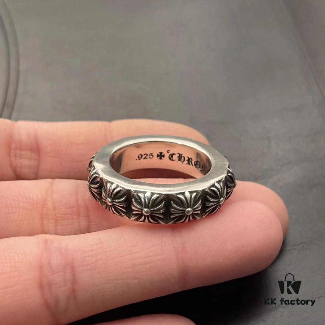 High-Version Chrome Hearts Single-Layer Full Cross Pattern Ring