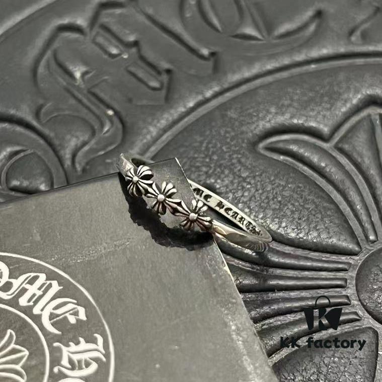 CHROME HEARTS High-Quality Cross Thirty-Character Floral Thin Ring