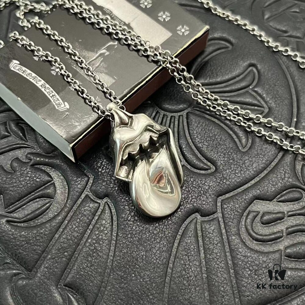 69300b1512f62673a6fabb66 CHROME HEARTS High-Quality Crocodile Stone Large Tongue Necklace
