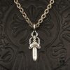High-Version Koro Heart Medium Double-Sided Sword Pendant with Clear Engraving, Paired with Letter Chain, Available in 50-70cm Length