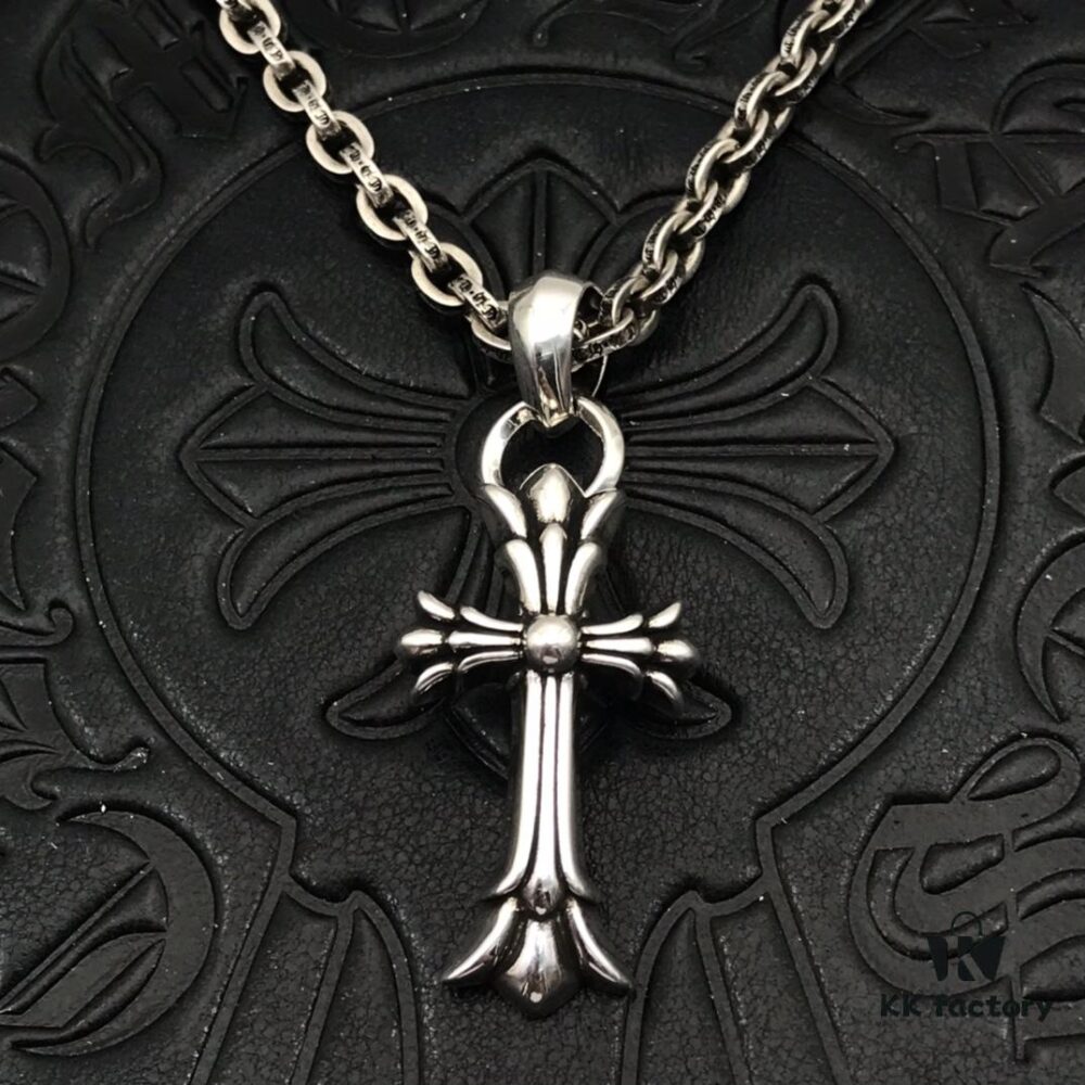 69300b1e12f62673a6fabb80 High-Version Chrome Hearts Classic Medium Waterdrop Double Cross Pendant Necklace with Letter Chain, 50-70cm Adjustable Length