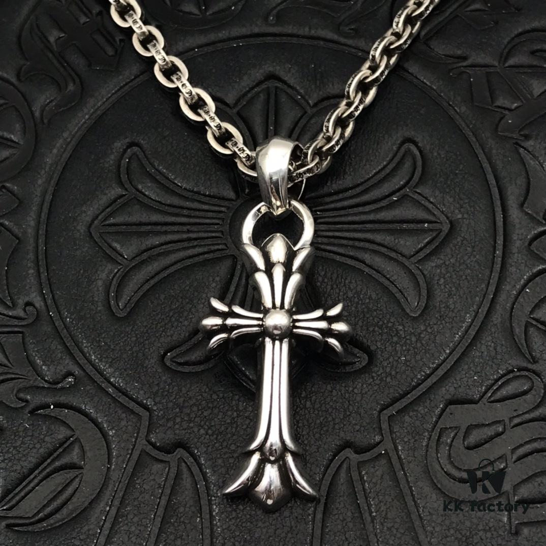 69300b1e12f62673a6fabb80 High-Version Chrome Hearts Classic Medium Waterdrop Double Cross Pendant Necklace with Letter Chain, 50-70cm Adjustable Length