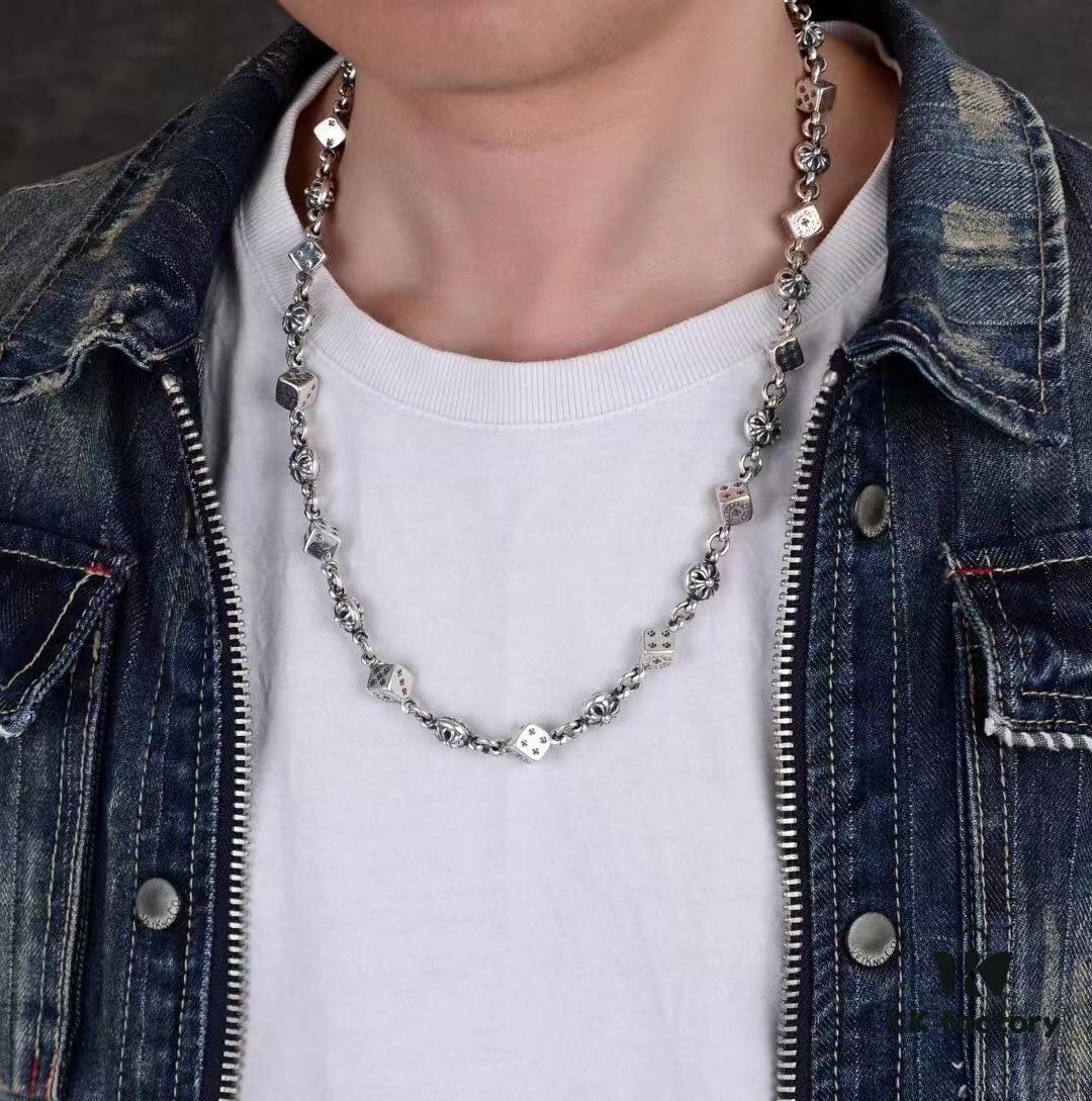 69300b3312f62673a6fabbaf High-Version Chrome Hearts Dice Necklace, Precise Engraving, Uniform Dice Orientation, Original Lobster Clasp
