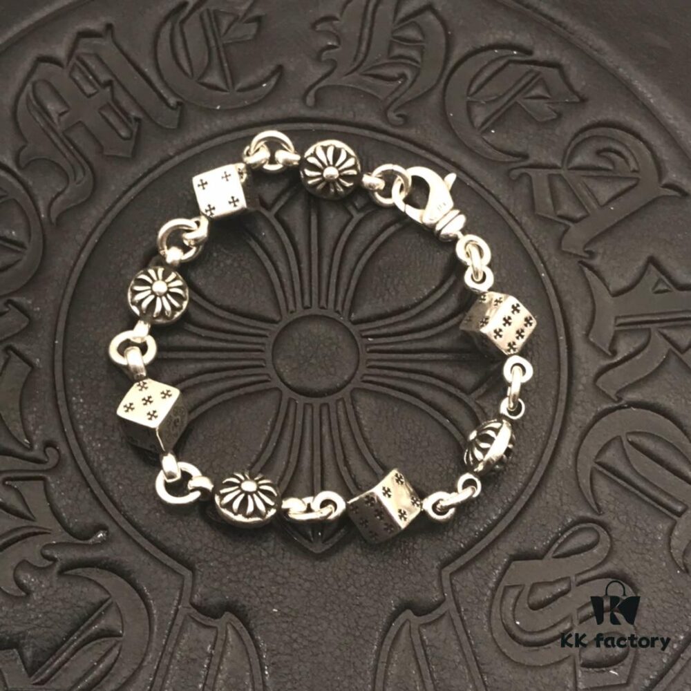 69300b3312f62673a6fabbb0 High-Version Chrome Hearts Sold-Out Dice Bracelet for Men and Women, 18/20/22cm, Model CS003