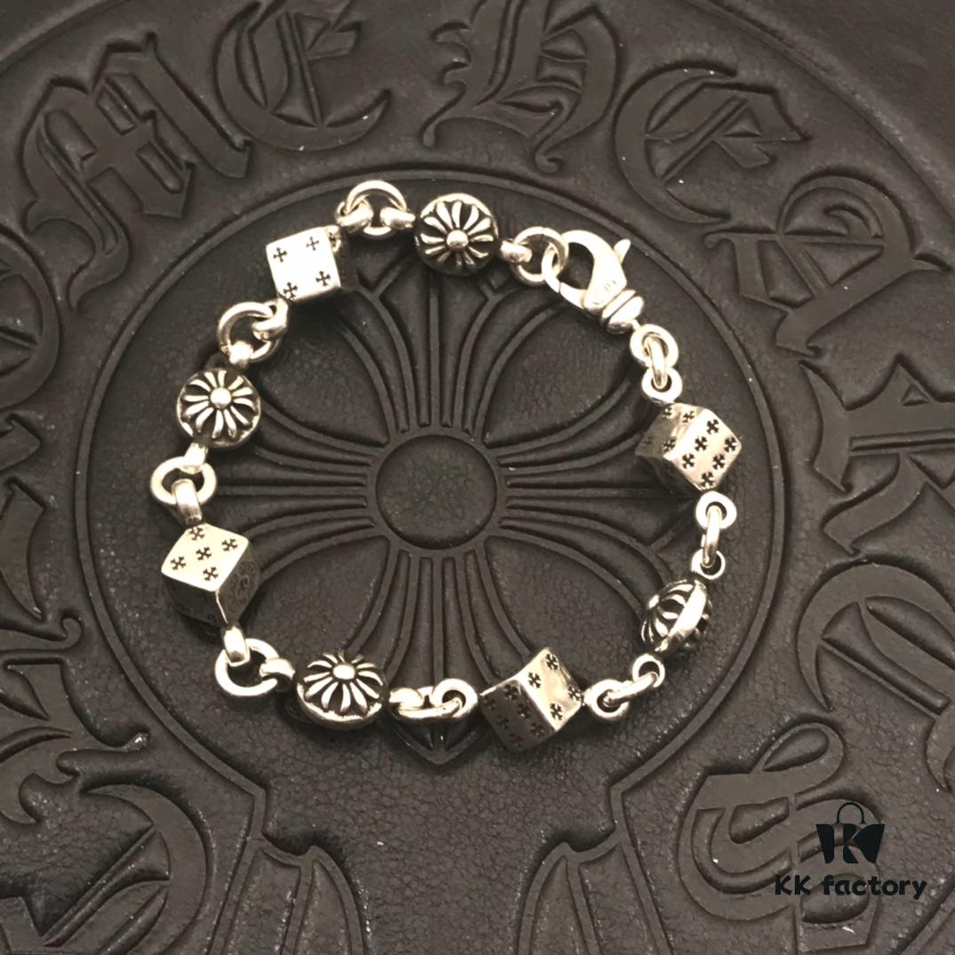 69300b3312f62673a6fabbb0 High-Version Chrome Hearts Sold-Out Dice Bracelet for Men and Women, 18/20/22cm, Model CS003