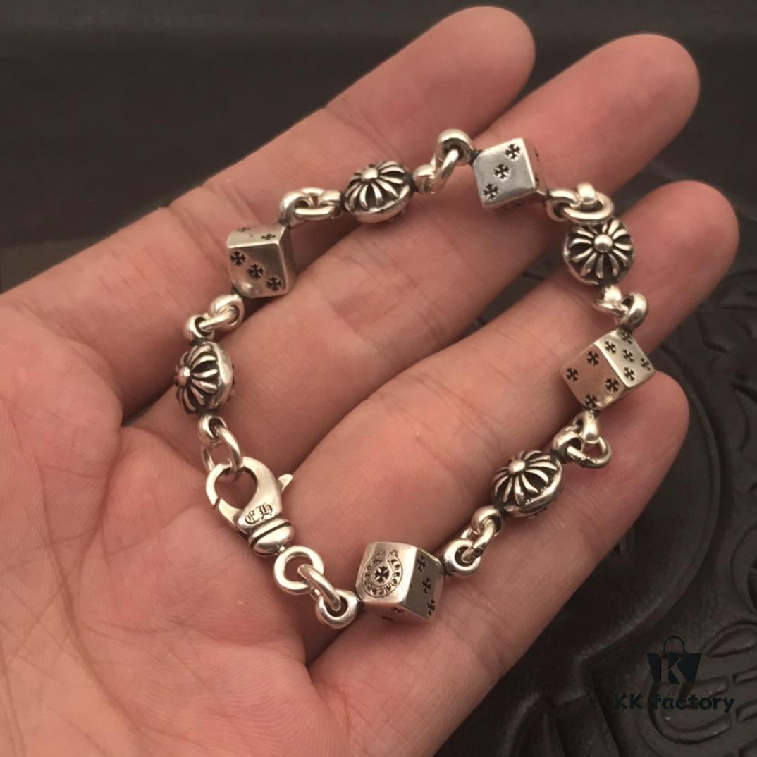 69300b3512f62673a6fabbb2 High-Version Chrome Hearts Sold-Out Dice Bracelet for Men and Women, 18/20/22cm, Model CS003