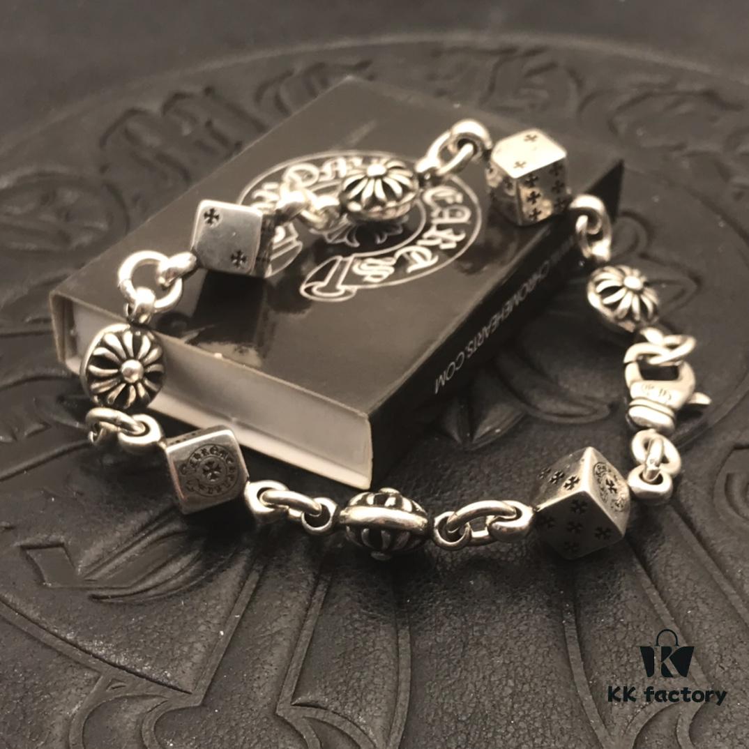69300b3712f62673a6fabbb7 High-Version Chrome Hearts Sold-Out Dice Bracelet for Men and Women, 18/20/22cm, Model CS003