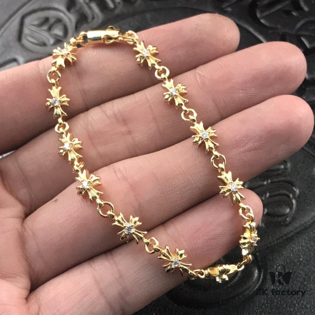 High-Version Chrome Hearts 22K Diamond-Inlaid Cross Bracelet